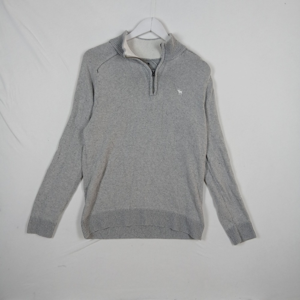 Abercrombie & Fitch Mens Gray Quarter Zip Soft A&F Sweater Mock Neck Size M